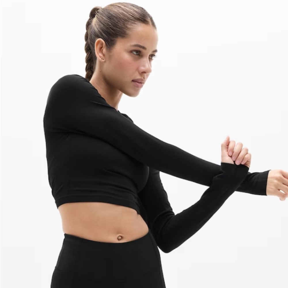 Athleta Black Long Sleeve Crop Top - Picture 4 of 5